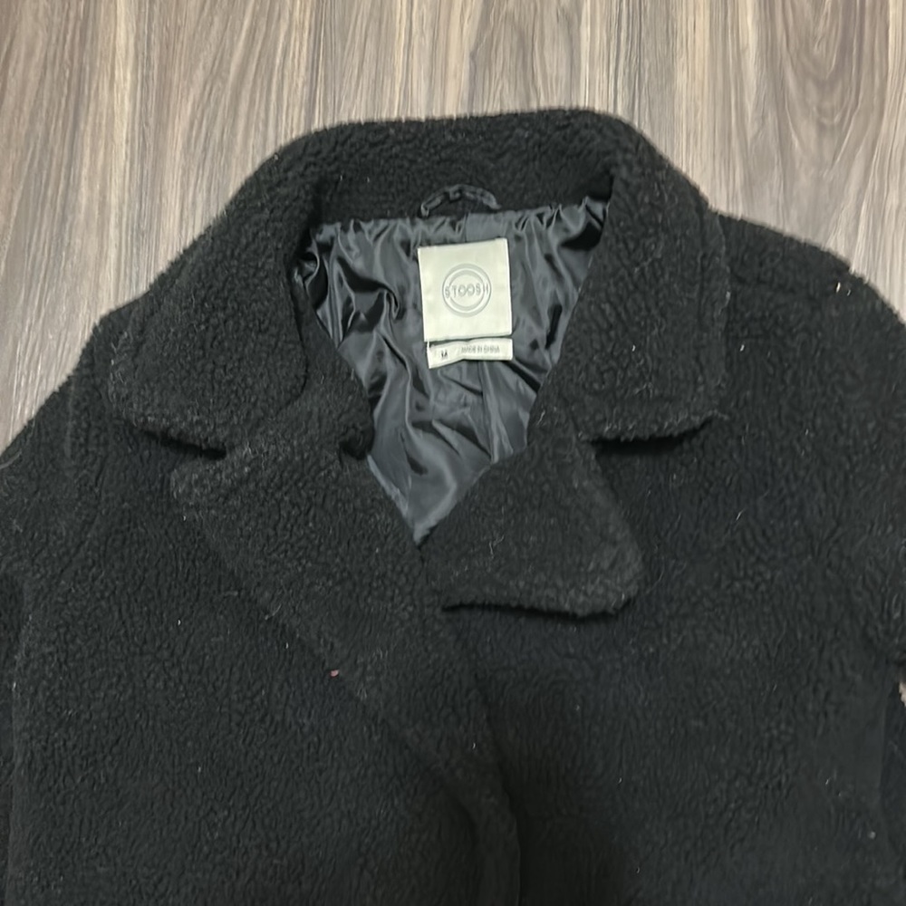 Stoosh Black Sherpa Trench Coat - Picture 5 of 7